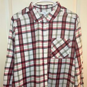 Time and Tru Men's Plaid Button Down Shirt - Red, Black, White, Green Size L